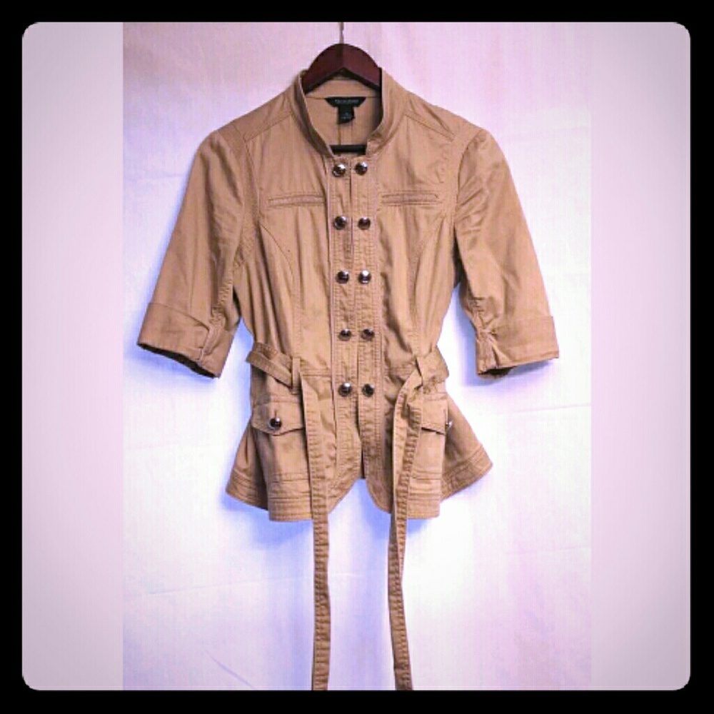 WHBM Tan Military Jacket Belted